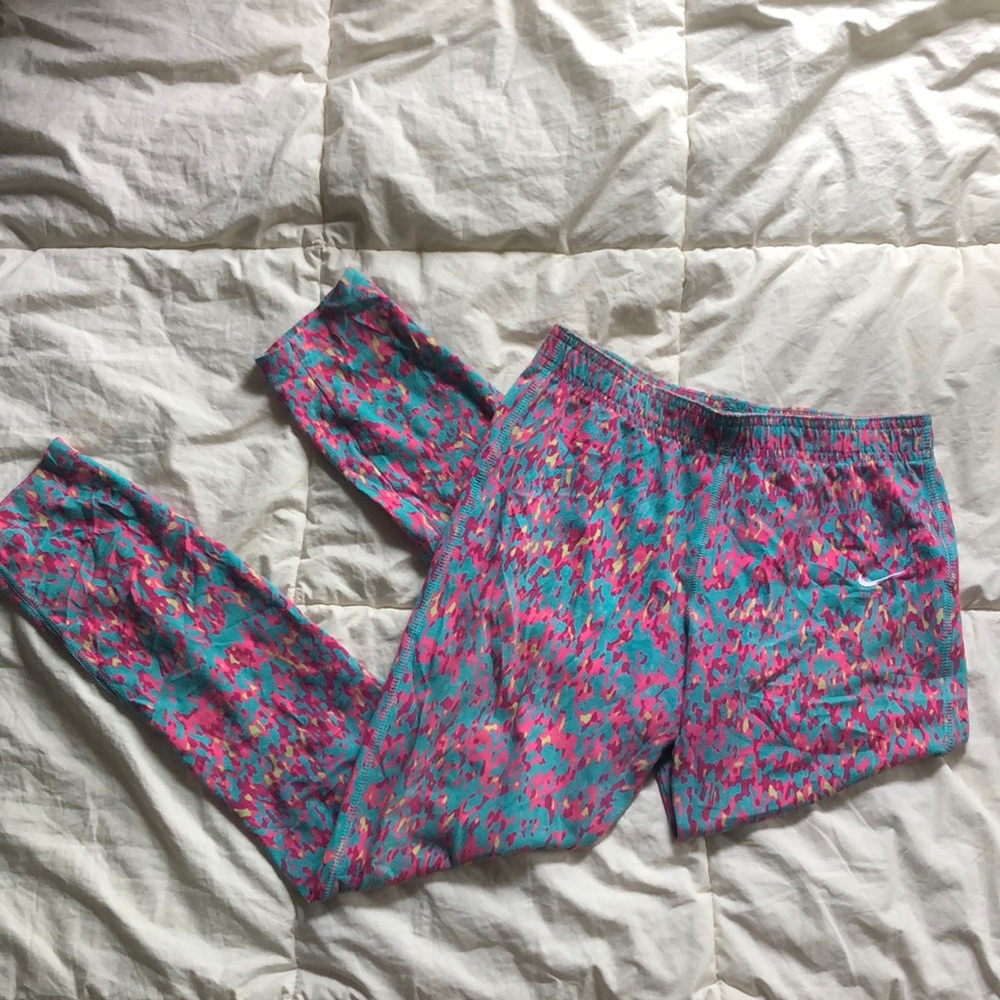 Girls pink and blue Nike leggings